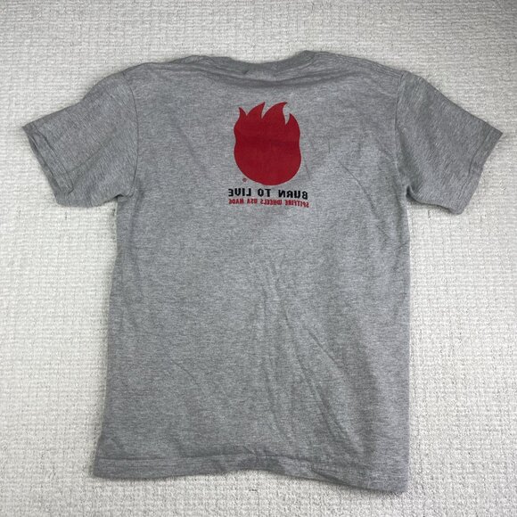 VTG Y2K Spitfire Shirt Mens Size Small Skate Live To Burn Grey T-shirt - Picture 13 of 16